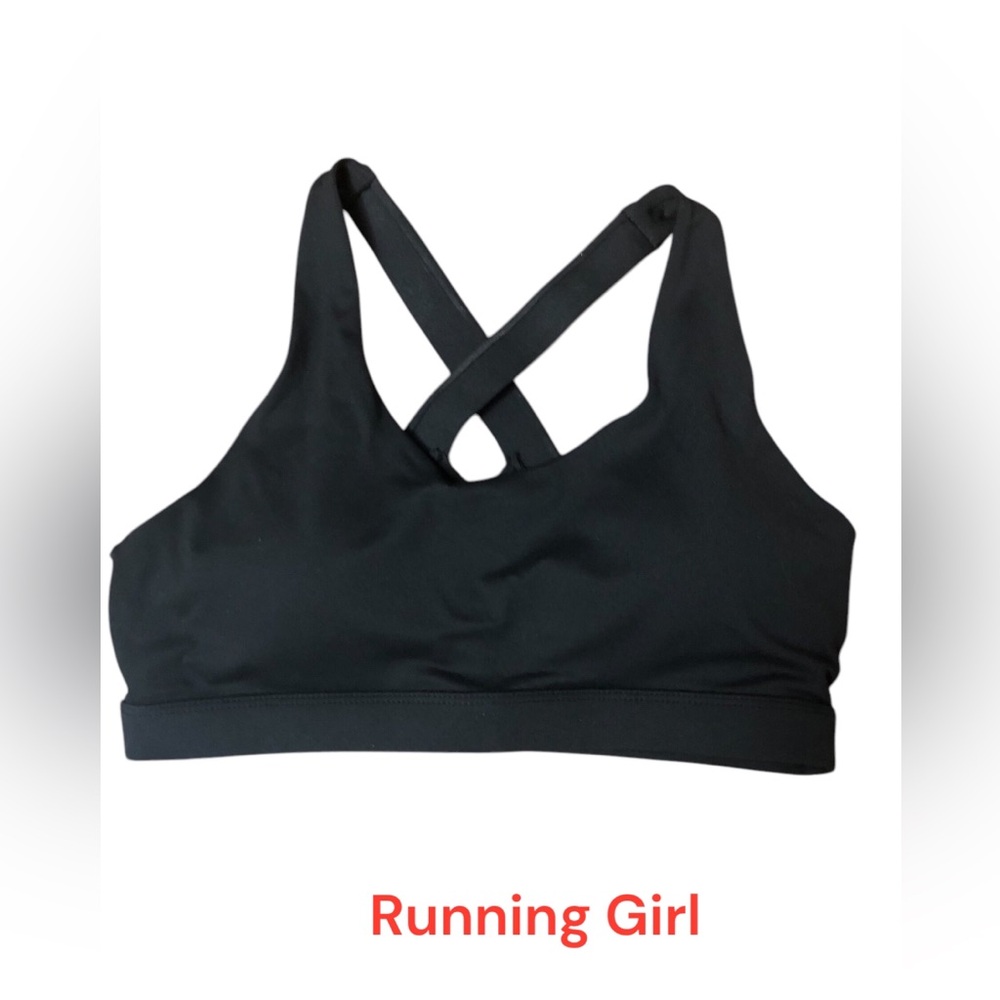 Running Girl Sports Bra Crisscross Back Removable Cups Blk Med